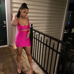 Hot pink mini dress
